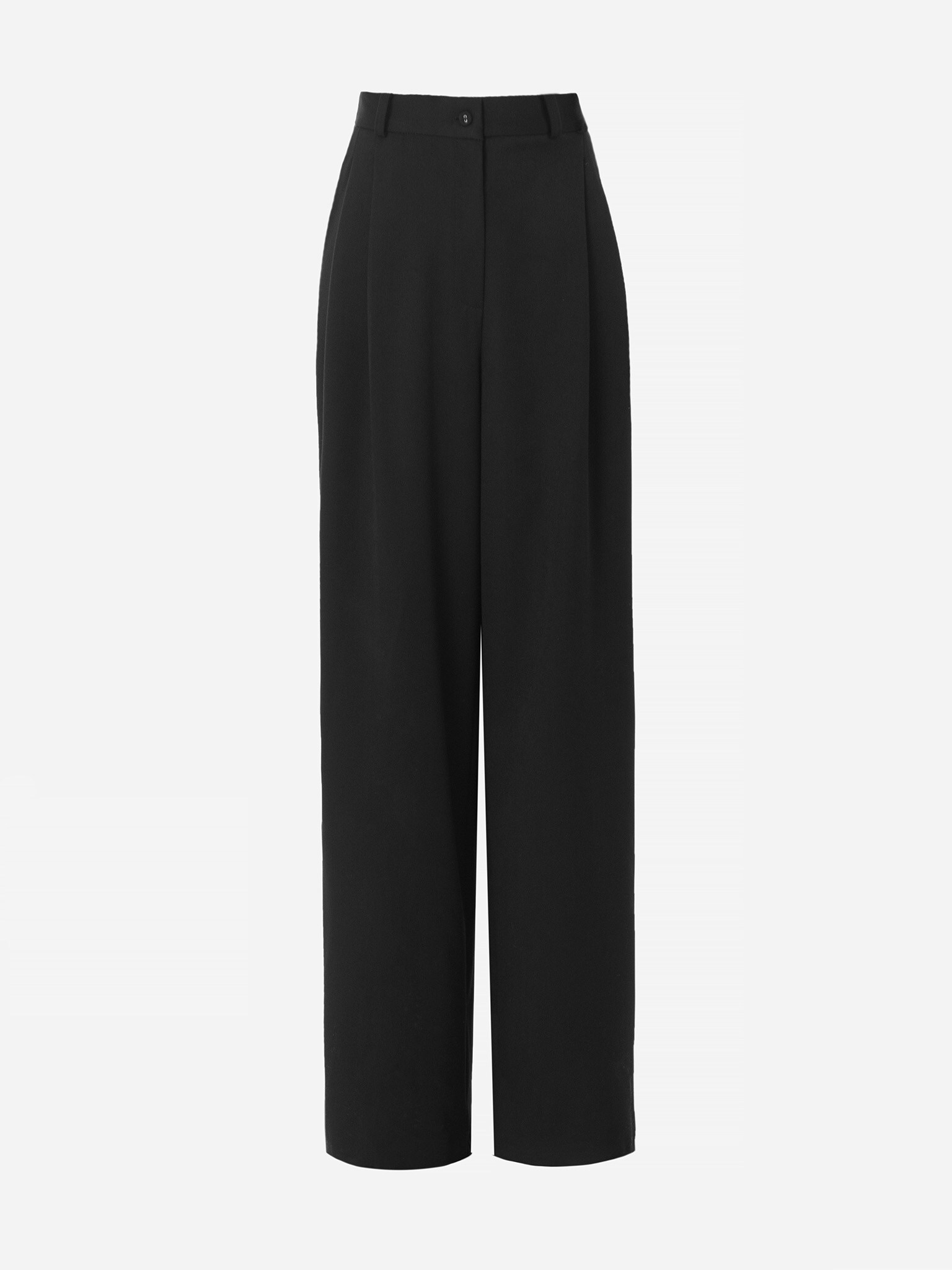 High Waist Pleated Pants With Tailored Vest Style Top In Black